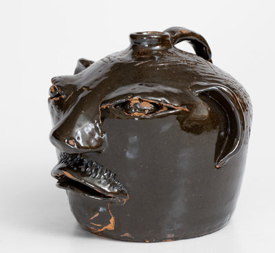 Extremely Rare Arie Meaders Face Jug, 1958-59