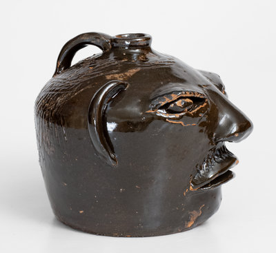 Extremely Rare Arie Meaders Face Jug, 1958-59