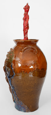 Marvin Bailey Large-Sized Stoneware Jar w/ Garden of Eden Motif