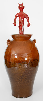 Marvin Bailey Large-Sized Stoneware Jar w/ Garden of Eden Motif