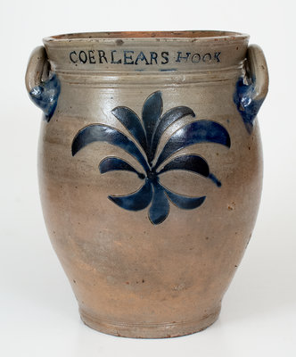 Exceedingly Rare and Important Thomas W. Commeraw 18th Century Stoneware Jar, COERLEARS HOOK / N. YORK