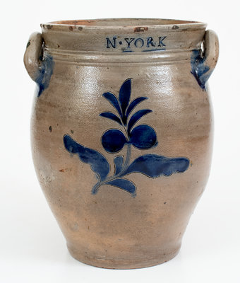 Exceedingly Rare and Important Thomas W. Commeraw 18th Century Stoneware Jar, COERLEARS HOOK / N. YORK