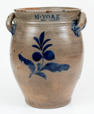 Exceedingly Rare and Important Thomas W. Commeraw 18th Century Stoneware Jar, COERLEARS HOOK / N. YORK