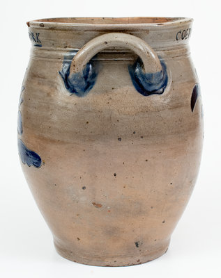 Exceedingly Rare and Important Thomas W. Commeraw 18th Century Stoneware Jar, COERLEARS HOOK / N. YORK