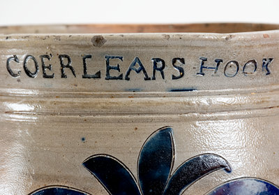 Exceedingly Rare and Important Thomas W. Commeraw 18th Century Stoneware Jar, COERLEARS HOOK / N. YORK
