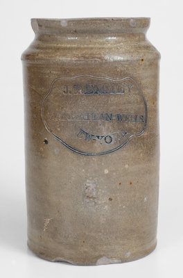 Very Fine J. REMMEY / MANHATTAN-WELLS, NEW-YORK Incised Stoneware Jar