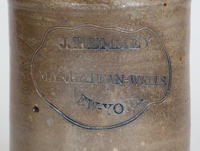 Very Fine J. REMMEY / MANHATTAN-WELLS, NEW-YORK Incised Stoneware Jar