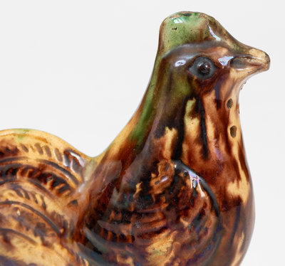 Fine Moravian Redware Chicken Caster, Salem, North Carolina, early 19th century