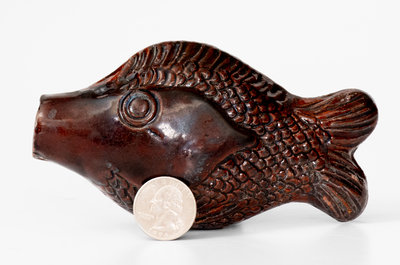 Fine Moravian Redware Fish Bottle, Salem, North Carolina, c1801-1829