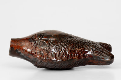 Fine Moravian Redware Fish Bottle, Salem, North Carolina, c1801-1829