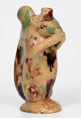 Fine Moravian Redware Squirrel Bottle, Salem, North Carolina, c1804-1829