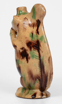 Fine Moravian Redware Squirrel Bottle, Salem, North Carolina, c1804-1829