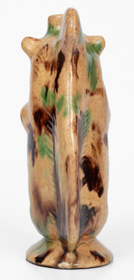 Fine Moravian Redware Squirrel Bottle, Salem, North Carolina, c1804-1829