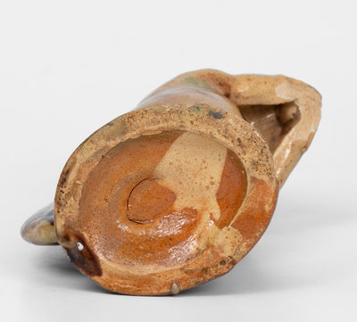 Fine Moravian Redware Squirrel Bottle, Salem, North Carolina, c1804-1829