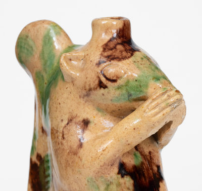 Fine Moravian Redware Squirrel Bottle, Salem, North Carolina, c1804-1829