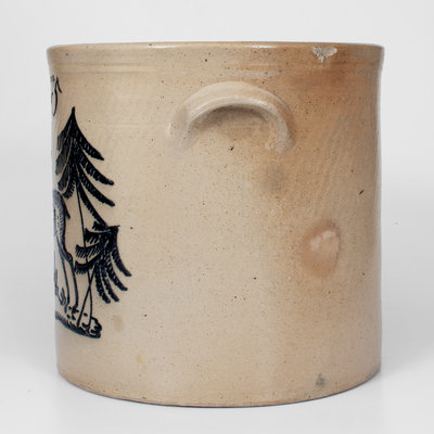 Exceedingly Rare and Important F. STETZENMEYER / ROCHESTER, NY Stoneware Crock w/ Elaborate Deer Scene