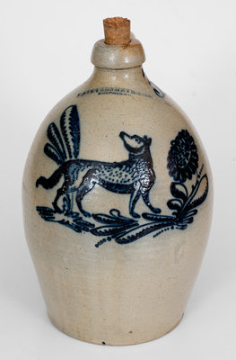 Exceedingly Rare and Important F. STETZENMEYER / ROCHESTER, NY Stoneware Jug w/ Elaborate Fox Decoration