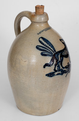 Exceedingly Rare and Important F. STETZENMEYER / ROCHESTER, NY Stoneware Jug w/ Elaborate Fox Decoration