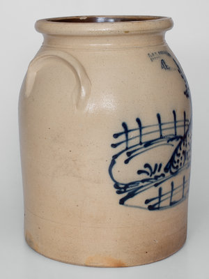 Fine 4 Gal. J. & E. NORTON / BENNINGTON, VT Stoneware Jar w/ Elaborate Reclining Deer Decoration