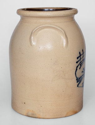 Fine 4 Gal. J. & E. NORTON / BENNINGTON, VT Stoneware Jar w/ Elaborate Reclining Deer Decoration