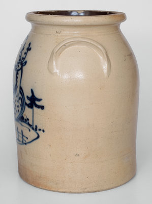 Fine 4 Gal. J. & E. NORTON / BENNINGTON, VT Stoneware Jar w/ Elaborate Reclining Deer Decoration