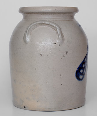 Very Rare and Fine J. & E. NORTON / BENNINGTON, VT Stoneware Jar w/ Elaborate Peacock on Branch