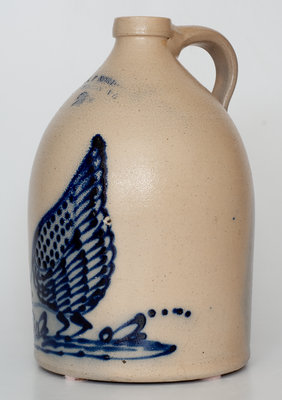 Exceptional  E. & L. P. NORTON / BENNINGTON, VT Stoneware Jug w/ Elaborate Pecking Chicken