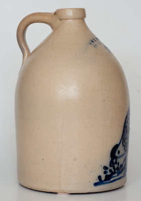 Exceptional  E. & L. P. NORTON / BENNINGTON, VT Stoneware Jug w/ Elaborate Pecking Chicken