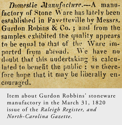 Exceedingly Rare Gurdon Robins & Co. / Fayetteville, NC Jug - Earliest North Carolina Stoneware Mark