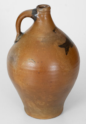 Very Fine BOSTON Stoneware Jug w/ Impressed Fish Design, Jonathan Fenton, late 18th century