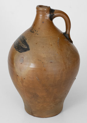 Very Fine BOSTON Stoneware Jug w/ Impressed Fish Design, Jonathan Fenton, late 18th century