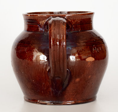 Extremely Rare James C. Mackley, Mechanicstown, MD, 1876 Redware Presentation Pitcher: 