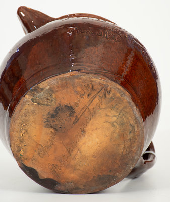 Extremely Rare James C. Mackley, Mechanicstown, MD, 1876 Redware Presentation Pitcher: 