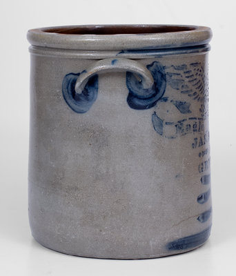 Fine JAS. HAMILTON & CO. / GREENSBORO, PA Stoneware Crock w/ Stenciled Eagle