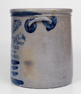 Fine  JAS. HAMILTON & CO. / GREENSBORO, PA Stoneware Crock w/ Stenciled Eagle