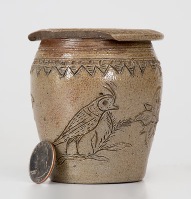 Extremely Rare Miniature Chester Webster North Carolina Stoneware Jar, Descended in Craven family