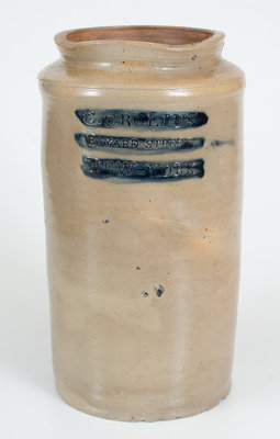 Exceedingly Rare Clarkson Crolius / BAYARD ST. New York City Stoneware Jar