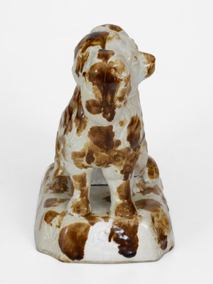 Fine Ohio Stoneware Spaniel w/ Elaborate Manganese Decoration