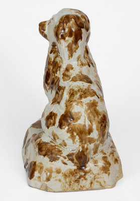 Fine Ohio Stoneware Spaniel w/ Elaborate Manganese Decoration