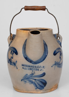 Extremely Rare COWDEN & WILCOX / HARRISBURG, PA Batter Pail w/ Four Man-in-the-Moon Decorations