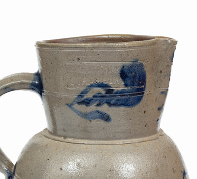 W. H. LEHEW & CO. / STRASBURG, VA Stoneware Pitcher w/ Bold Cobalt Decoration