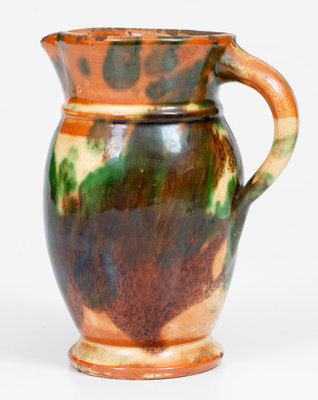 Fine Multi-Glazed Redware Cream Pitcher, attrib. J. Eberly & Co., Strasburg, Virginia