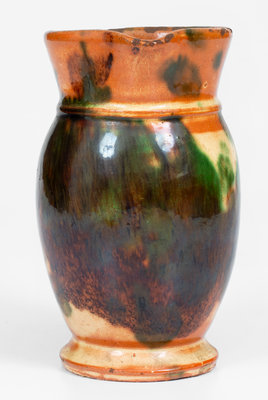 Fine Multi-Glazed Redware Cream Pitcher, attrib. J. Eberly & Co., Strasburg, Virginia