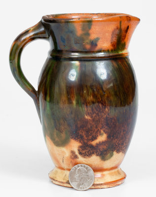 Fine Multi-Glazed Redware Cream Pitcher, attrib. J. Eberly & Co., Strasburg, Virginia