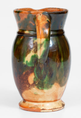 Fine Multi-Glazed Redware Cream Pitcher, attrib. J. Eberly & Co., Strasburg, Virginia