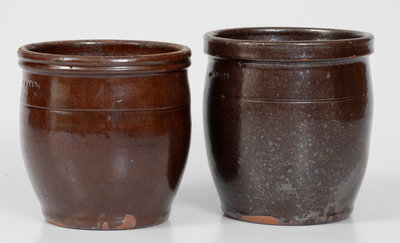 Two Glazed Redware Jars, Bell Pottery, Waynesboro, PA, circa 1850-1895