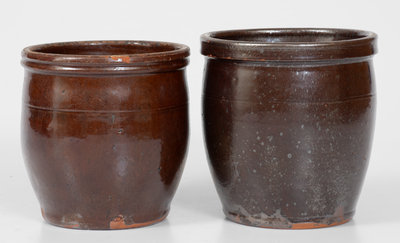 Two Glazed Redware Jars, Bell Pottery, Waynesboro, PA, circa 1850-1895