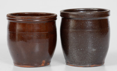 Two Glazed Redware Jars, Bell Pottery, Waynesboro, PA, circa 1850-1895