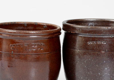 Two Glazed Redware Jars, Bell Pottery, Waynesboro, PA, circa 1850-1895