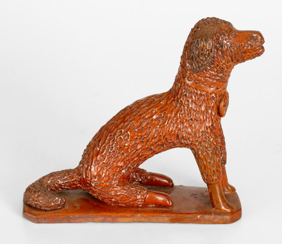 Large-Sized Pennsylvania Redware Figure of a Seated Dog, c1850-85